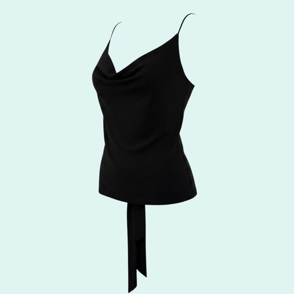 Express Tops - Express M Black Cowl Neck Tie Back Cami Minimalist Y2K Top